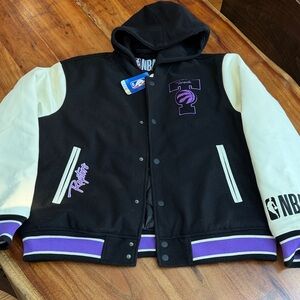 NBA Black and Cream Toronto Raptors Varsity Jacket- Men’s XL